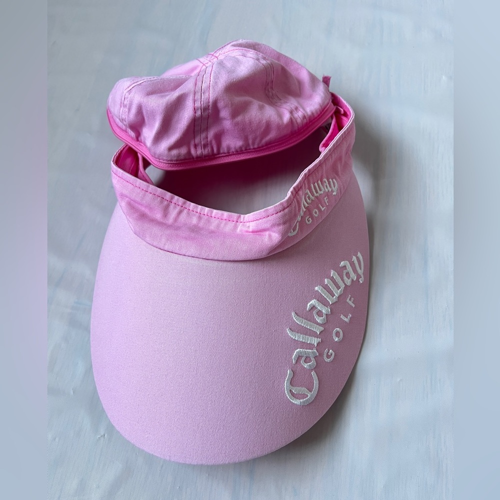 Golf Sun Visor Hat Removable crown Adjustable velcro Embroidery Pink one size